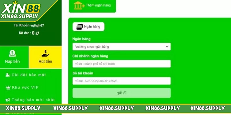 Điền thông tin vào biểu mẫu để tiến hành rút thưởng